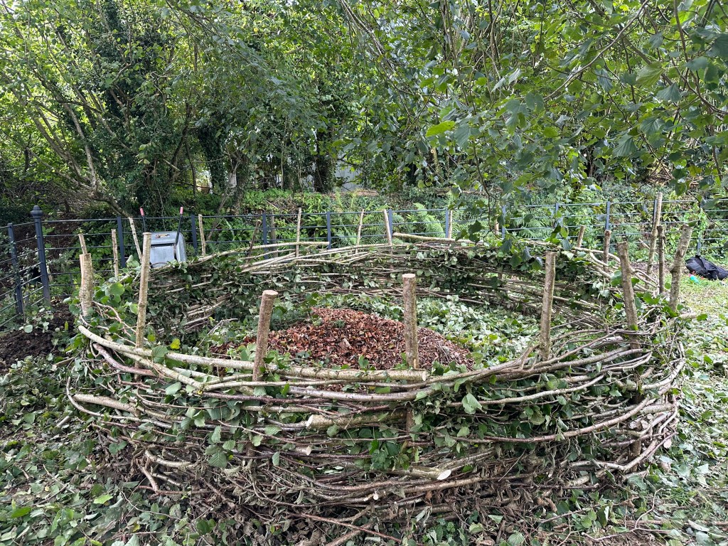Hazel krawl, built to store fallen leaves for mulch.